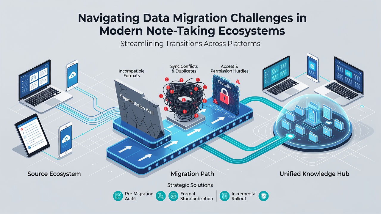 Diagram depicting structured data flows and compatibility checks during note ecosystem transitions